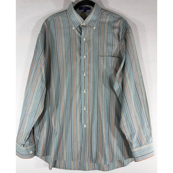 Alan Flusser Other - Allen Flusser Shirt Men Large Multicolor Striped 100% Cotton Button Down Pocket